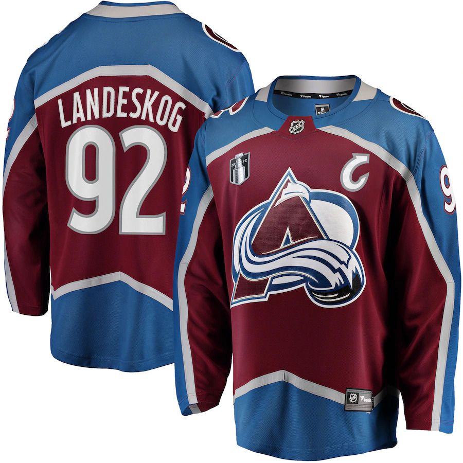 Men Colorado Avalanche 92 Gabriel Landeskog Fanatics Branded Burgundy Home 2022 Stanley Cup Final Breakaway Player NHL Jersey